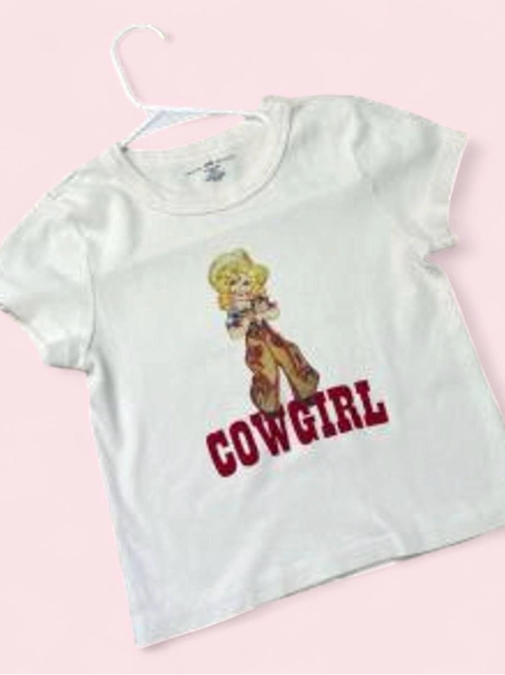Brandy Melville Cowgirl Graphic Tee - White cropped top